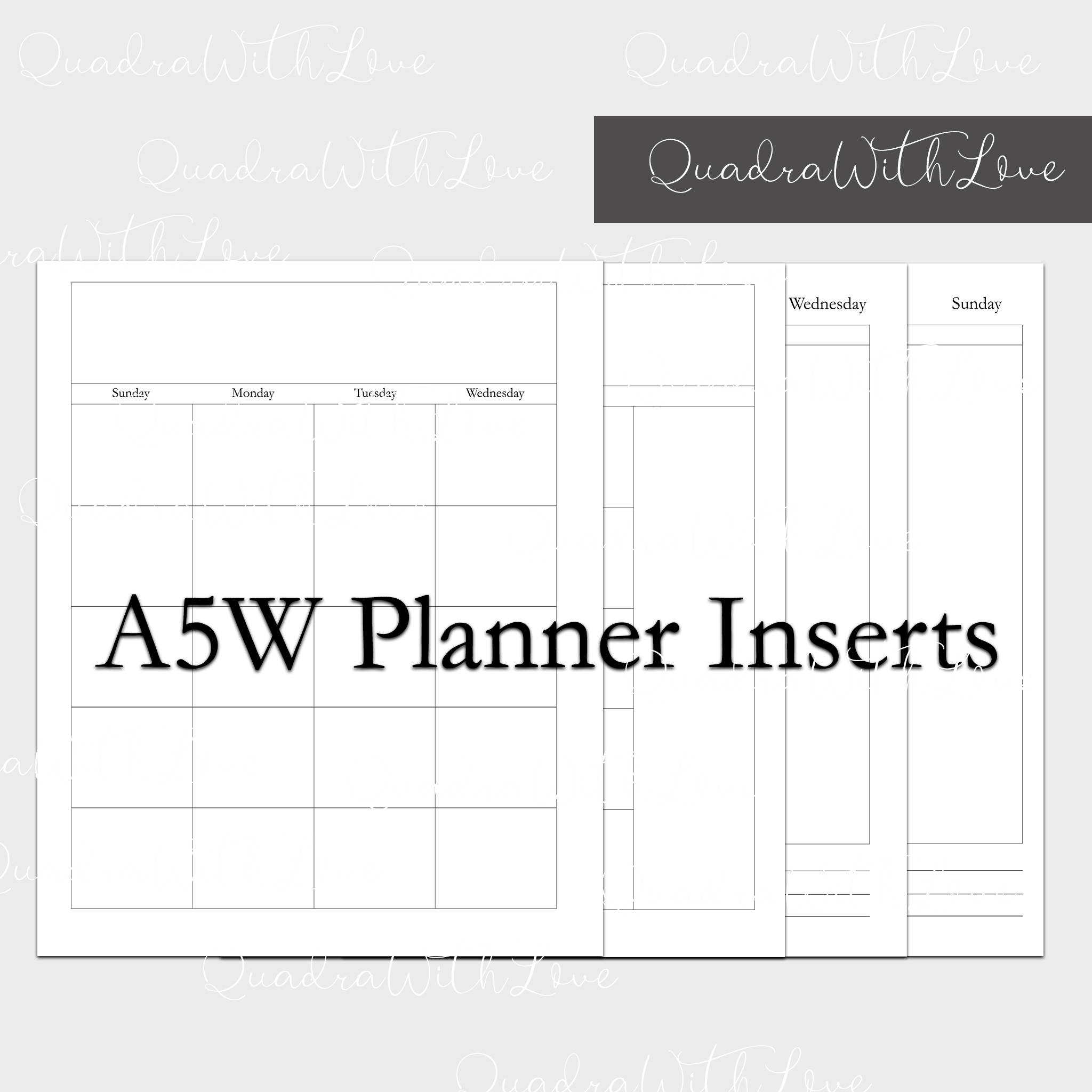 A5W Blank Planner Inserts Classic QuadraWithLove