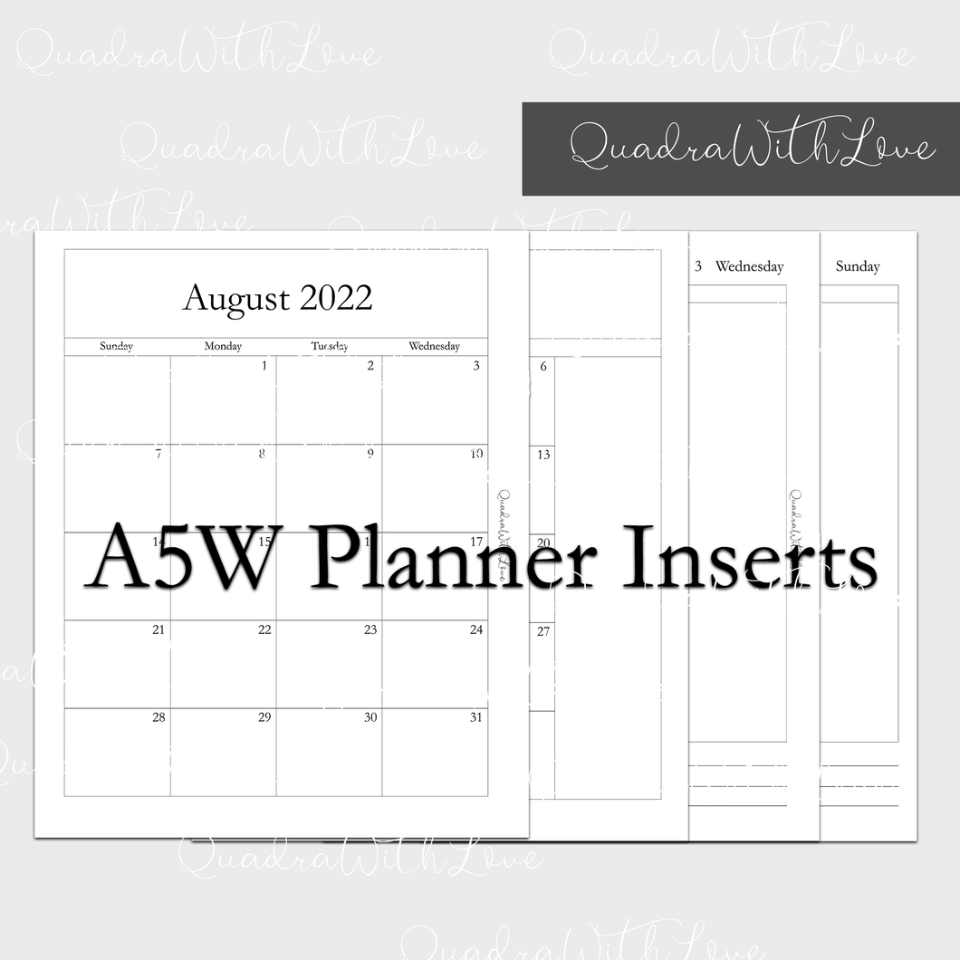 A5 Quarterly Planner Inserts | Q3 July-Sept 2024 Calendar